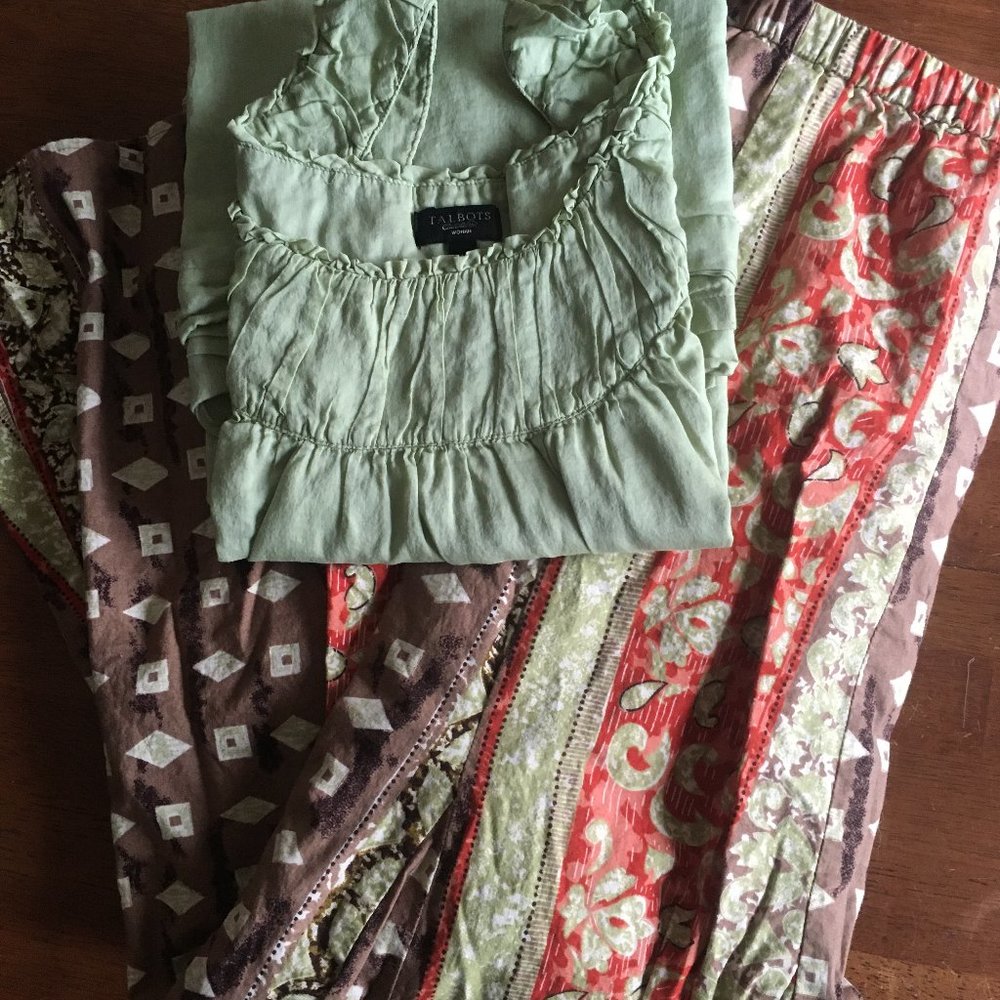 JM Collections Pull On Godet Lined Cotton Skirt Size 14 - Picture 3 of 9